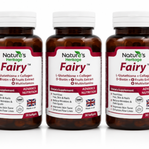 Fairy L-Glutathione D-Biotin Collagen Pack of 3 Bottles 90 Softgels by Nature's Heritage